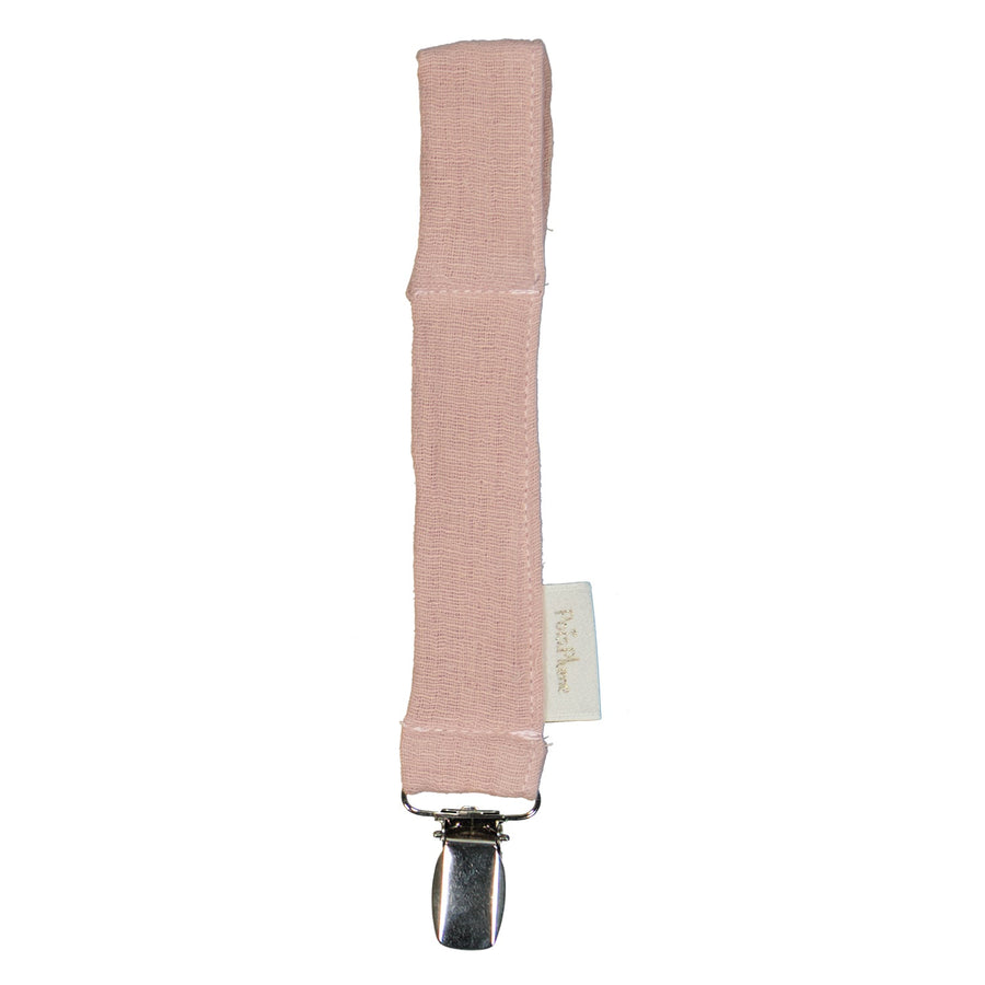 Attache-tétine lange vieux rose POISPLUME