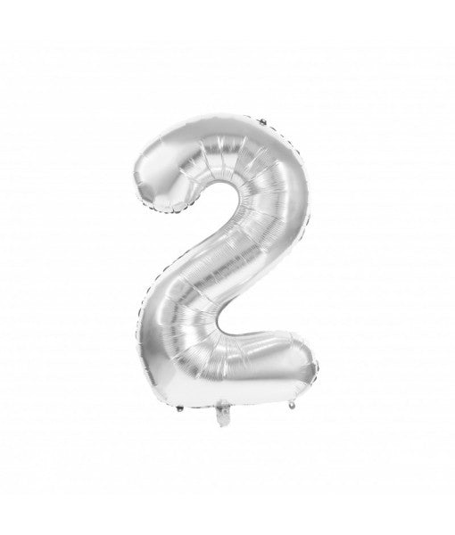 Ballon Mylar chiffre 2 argent