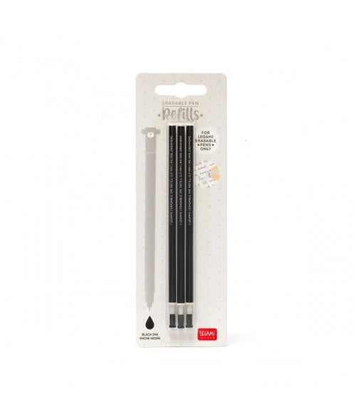 3 recharges pour stylo encre gel effaçable - noir