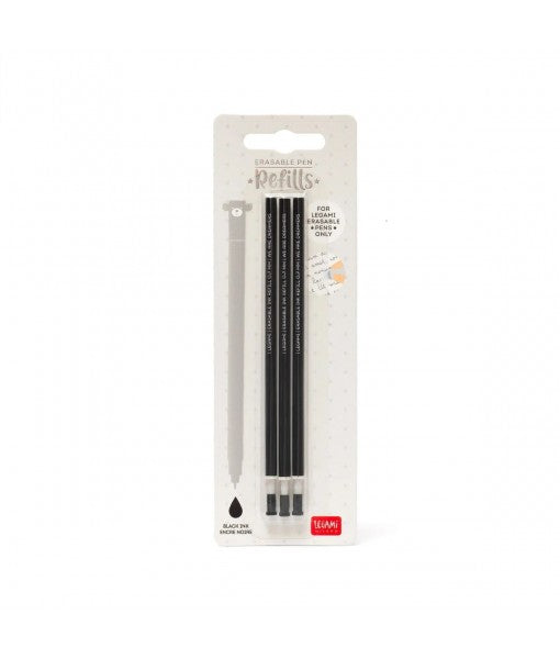 3 recharges pour stylo encre gel effaçable - noir