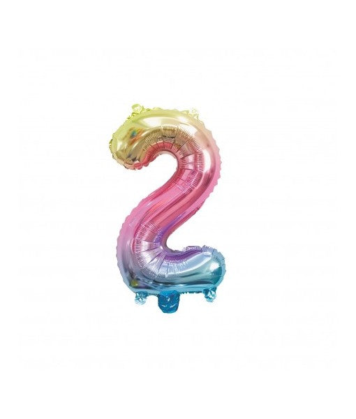 Ballon Mylar chiffre 2 irisé pastel
