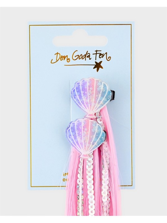 Barrettes coquillage avec mèche multicolore