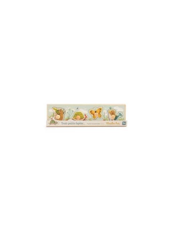 Puzzle encastrable 4 animaux Trois petits lapins