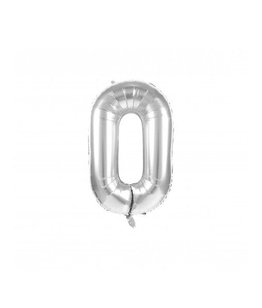 Ballon Mylar chiffre 0 argent
