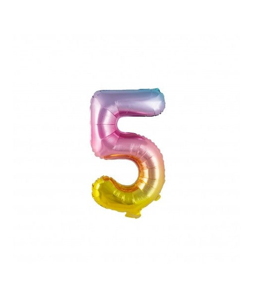 Ballon Mylar chiffre 5 irisé pastel