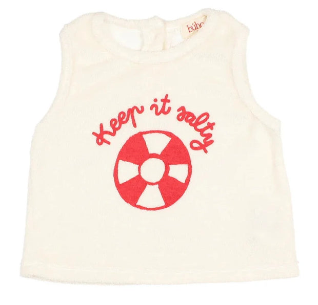 Ensemble en éponge KEEP IT SALTY écru débardeur et short BUHO