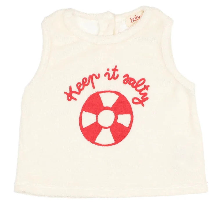 Ensemble en éponge KEEP IT SALTY écru débardeur et short BUHO