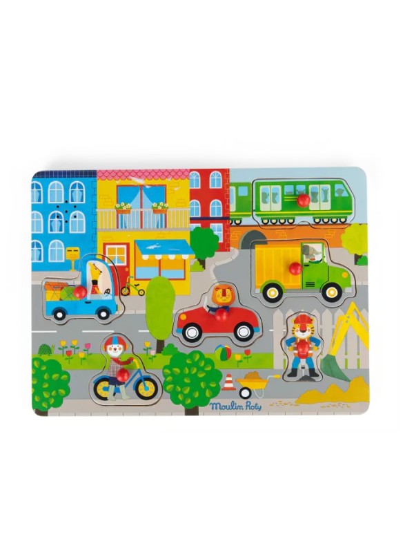 Puzzle sonore en bois La ville Les Popipop