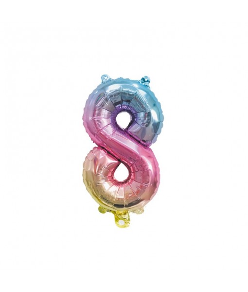 Ballon Mylar chiffre 8 irisé pastel