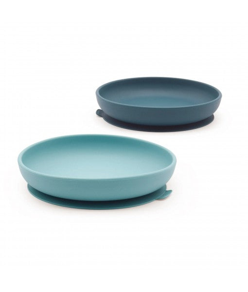 Assiettes ventouse (x2) bleu abysse et lagon