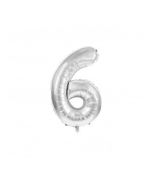 Ballon Mylar chiffre 6 argent