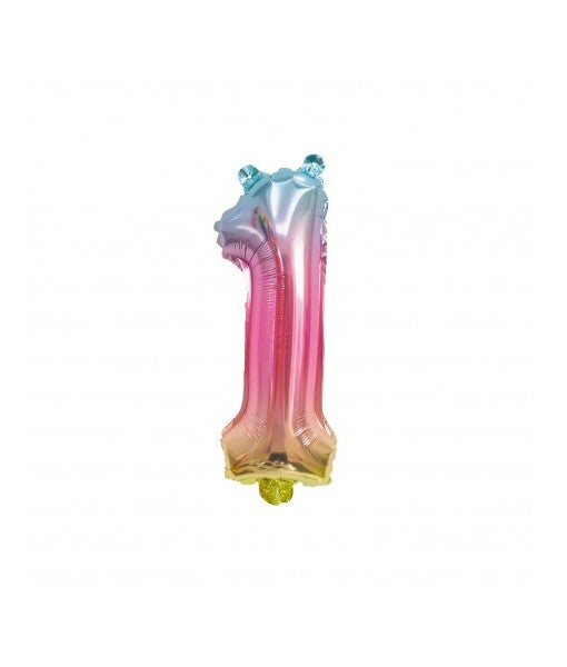 Ballon Mylar chiffre 1 irisé pastel