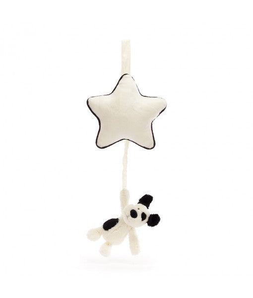 Bashful black & cream puppy musical pull