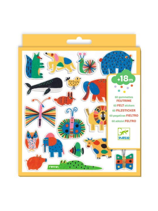 60 gommettes feutrine - Des animaux partout