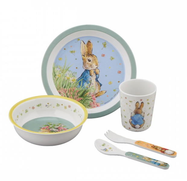 Coffret vaisselle 5 pièces Peter Rabbit vert PETIT JOUR