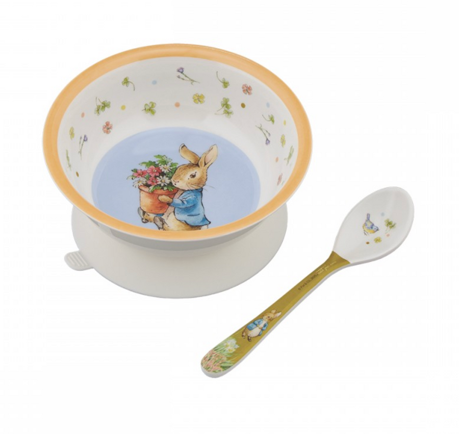 Bol ventouse et sa cuillère Peter Rabbit Orange PETIT JOUR