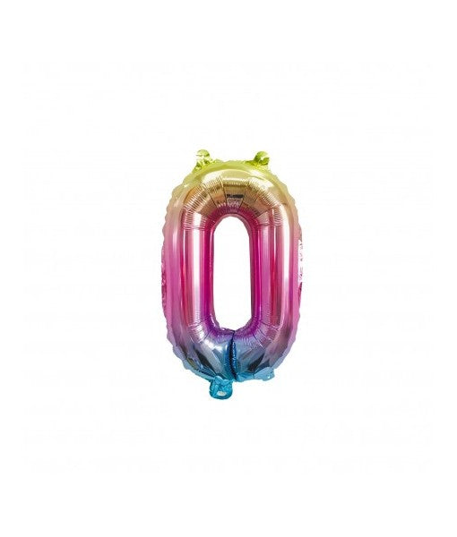 Ballon Mylar chiffre 0 irisé pastel
