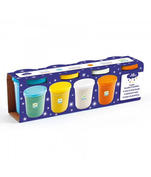 4 pots de pâte à modeler pailletée