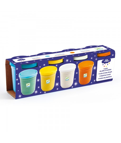 4 pots de pâte à modeler pailletée