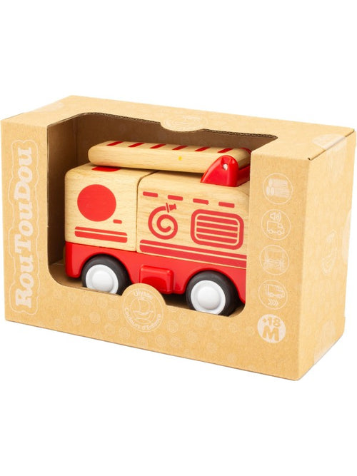 Mini camion de pompier en bois son et lumière (Routoudou)
