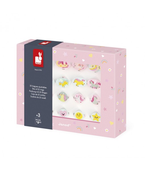 20 bagues ajustables licorne