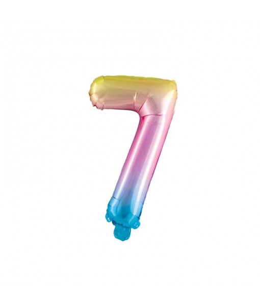 Ballon Mylar chiffre 7 irisé pastel