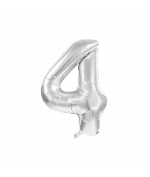 Ballon Mylar chiffre 4 argent