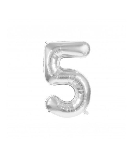 Ballon Mylar chiffre 5 argent