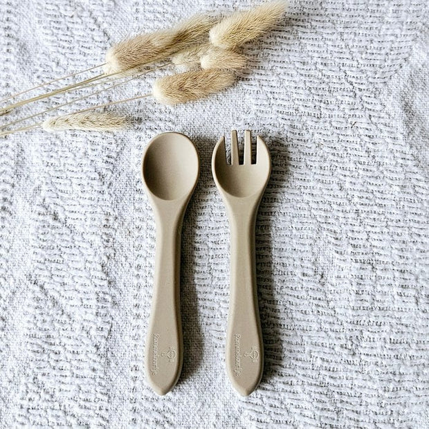 Cuillère et fourchette en silicone Sable RAMMELAARTJE