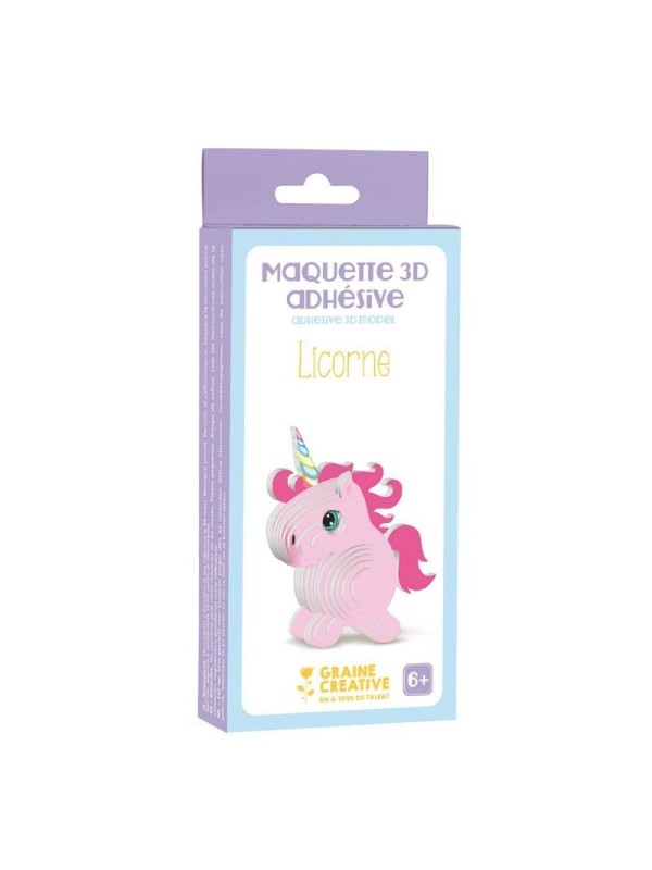 Maquette adhésive carton 3D - Licorne