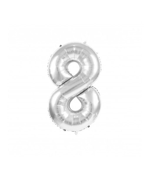 Ballon Mylar chiffre 8 argent