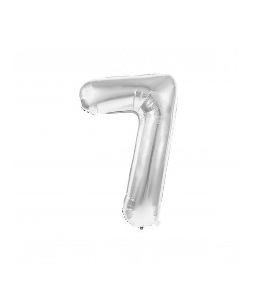 Ballon Mylar chiffre 7 argent