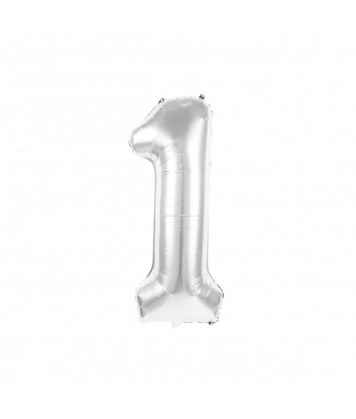 Ballon Mylar chiffre 1 argent